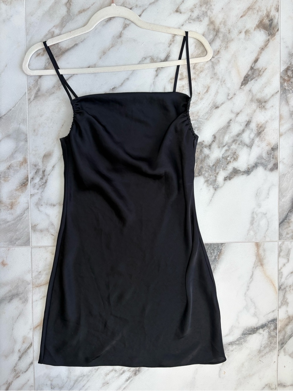 Aritzia Wilfred Black Satin Slip Mini Dress | Size 2XS - Picture 11 of 12